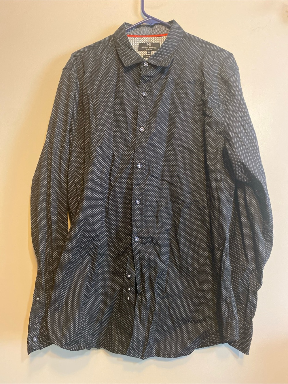 Michael Brandon Men’s XL Stretch Slim Fit Geometric Casusl Button Up‎ Shirt